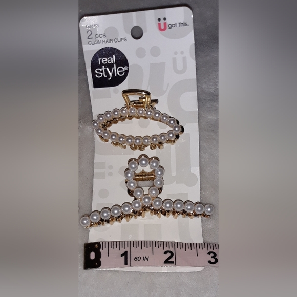 Scunci Pearl Claw Clips 2 Piece Set Nwt - Picture 3 of 3